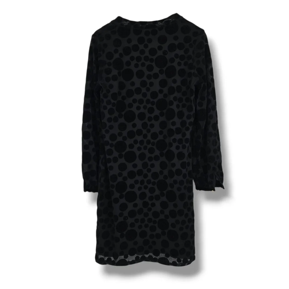 Sail to Sable STS Womens Black Polka Dot Burnout Velvet Tie Neck Shift Dress‎ 8